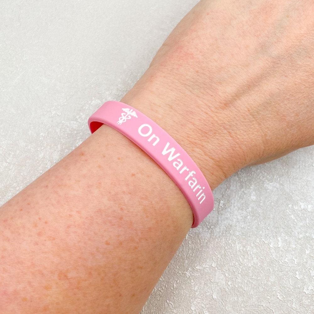 Bracelets Silicone Unisexes Pour Traitement Anticoagulant (warfarine) – Identification Médicale – Cadeau Utile Pour Hommes Et Femmes