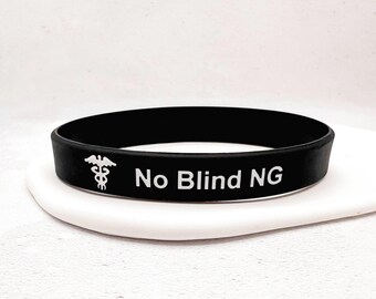 No Blind NG Medical ID Bracelet | Silicone Alert Wristband For Safe Clinical Care
