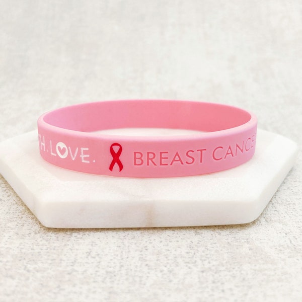 Ladies Cancer Awareness Wristband For Women Her She Girls Support Jewellery Jewelry Silicone Bands Gift Empowerment Present Survivor Pink UK