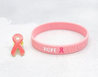Pink Awareness Ribbon Wristband – Breast Cancer Support