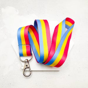Lanière de fierté pansexuelle rose jaune bleu Pan LGBT rayé porte-clés porte-clés porte-badge bijoux cadeau sensibilisation Support Royaume-Uni