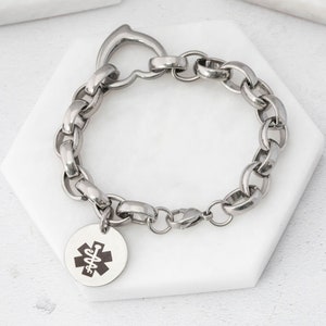 Bracelet médical pour alerte à l'asthme ID bijoux dames femmes chaîne à breloques personnalisées personnalisé épilepsie diabète allergie femmes Royaume-Uni Adore