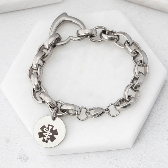 Medical Bracelet for Asthma Alert ID Jewellery Ladies Women Customised Personalised Charm Chain Epilepsy Diabetes Allergy Women s UK Adore Etsy UK