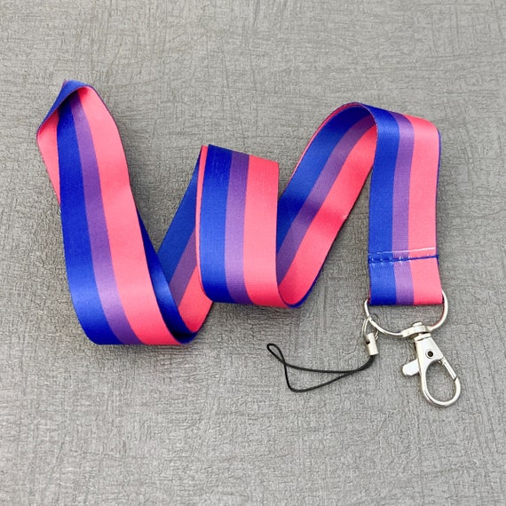 Bisexual Lanyard Bi Flag LGBT Blue Pink Purple LGBTQ Striped picture