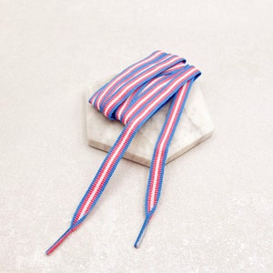 Transgender Shoelaces Blue Pink White Stripes Striped LGBT Laces For Shoes Trainers Sneakers Running Sports Accessory 120cm Flat Style UK