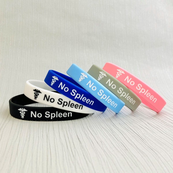 No Spleen Wristbands Unisex Gifts For Men Women Ladies His Her Jewellery Medic Alert ID Bracelets Black White Splenectomy Medical Band UK