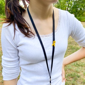 Yellow Awareness Ribbon Pin For Liver Bladder Cancer Sarcoma Endometriosis Support Unisex Gifts Mens Womens Ladies Badge Brooch Present UK image 2