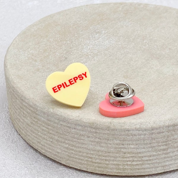 Awareness Pin For Epilepsy Epileptic Seizure Disorders Unisex Badge Mens Womens Ladies Pins Lanyard Pink Yellow Heart Hearts Gift Present UK