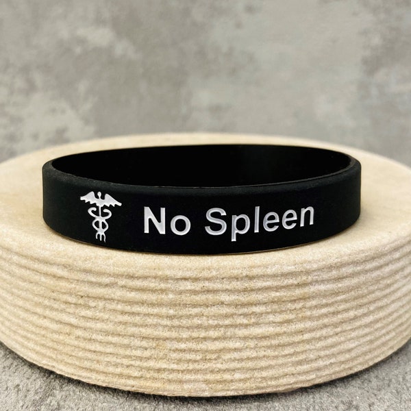 Medical Wristbands For Splenectomy No Spleen Unisex Gifts Men Women Ladies His Her Jewellery Medic Alert ID Bracelets Black White Band UK