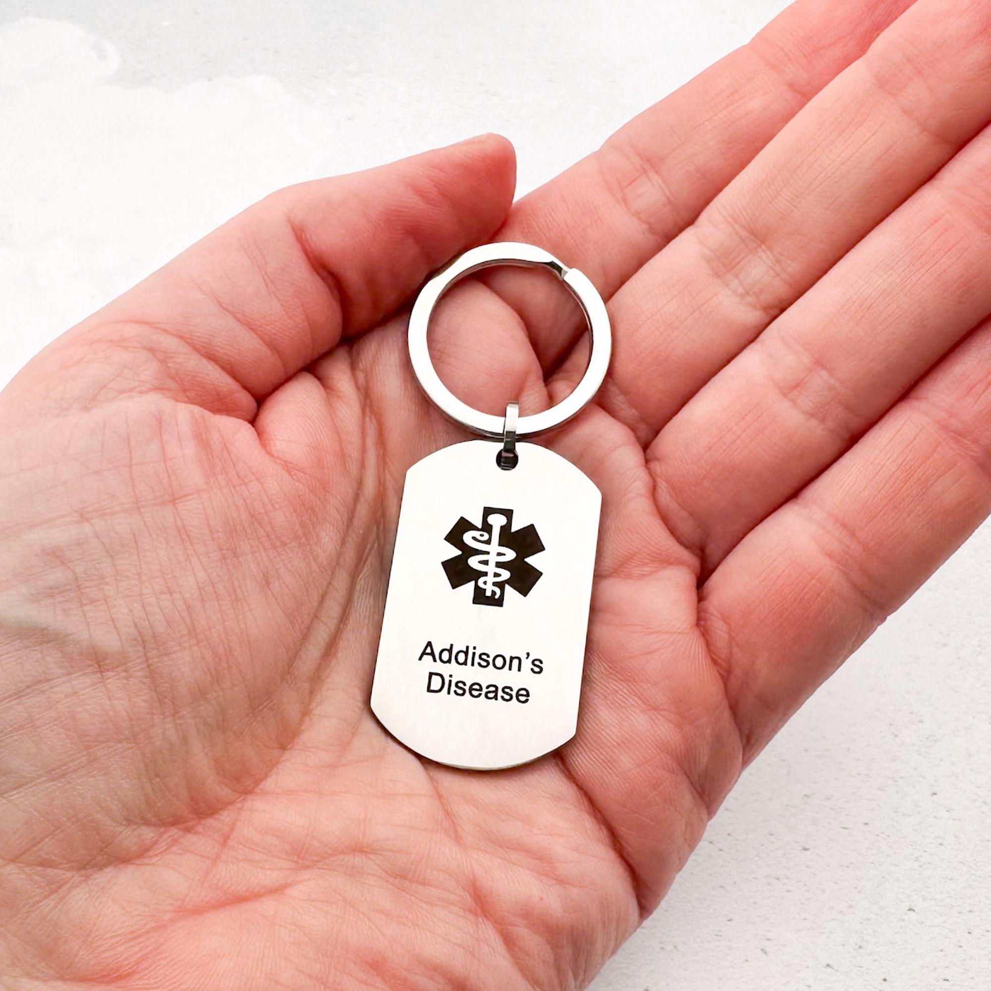 Addison’s Disease Keychain – Medical Alert Stainless Steel Emergency ID ...