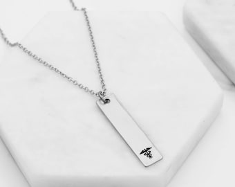 Medical Alert Necklace | Stainless Steel Minimalist Charm | Totem
