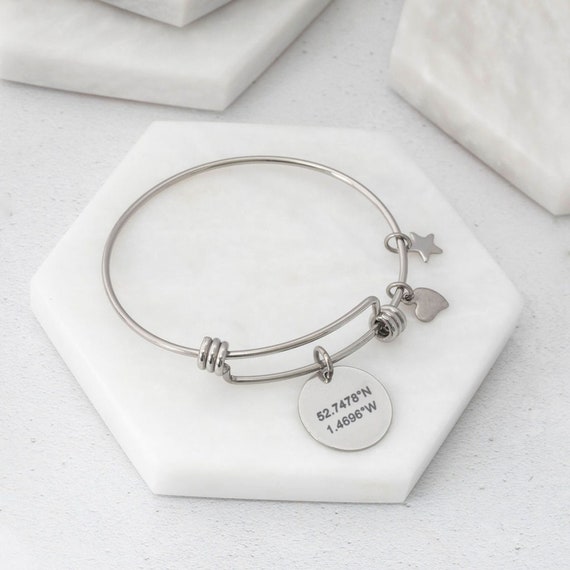 Womens Special Location Bracelet Ladies GPS Coordinates Bangle Jewellery  Relationship Anniversary Personalised Latitude Longitude UK Lure - Etsy