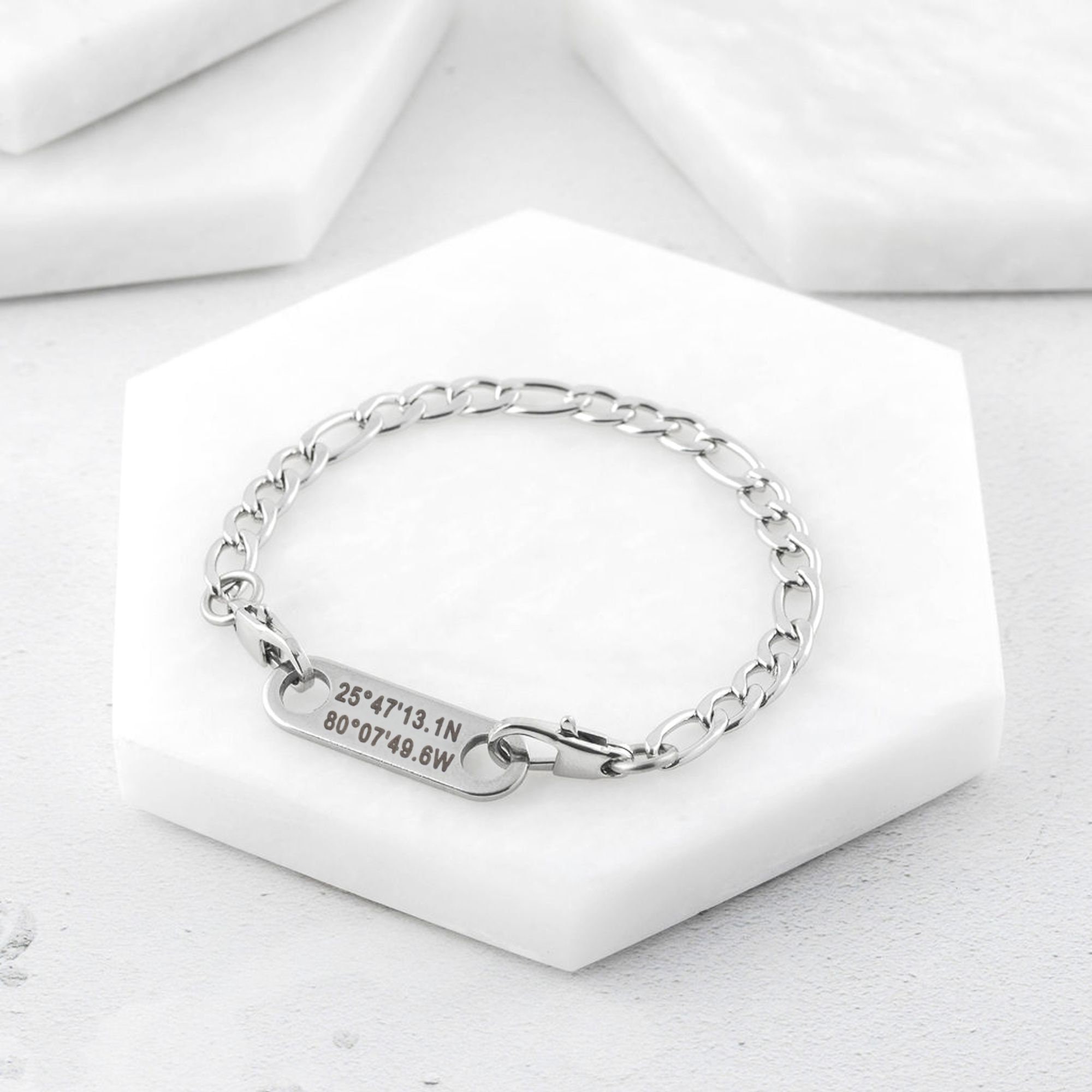 Couples Matching Location Bracelet Personalised Jewellery
