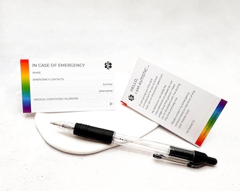 Autism Wallet Cards 2-Pack - Folded Emergency ID, Sensory & Behaviour Info