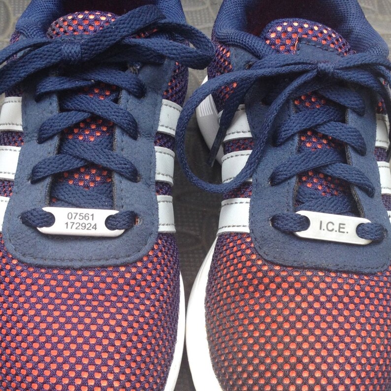 Medical Alert Shoe Tags Custom Engraved ID Tag Laces Shoes Etsy