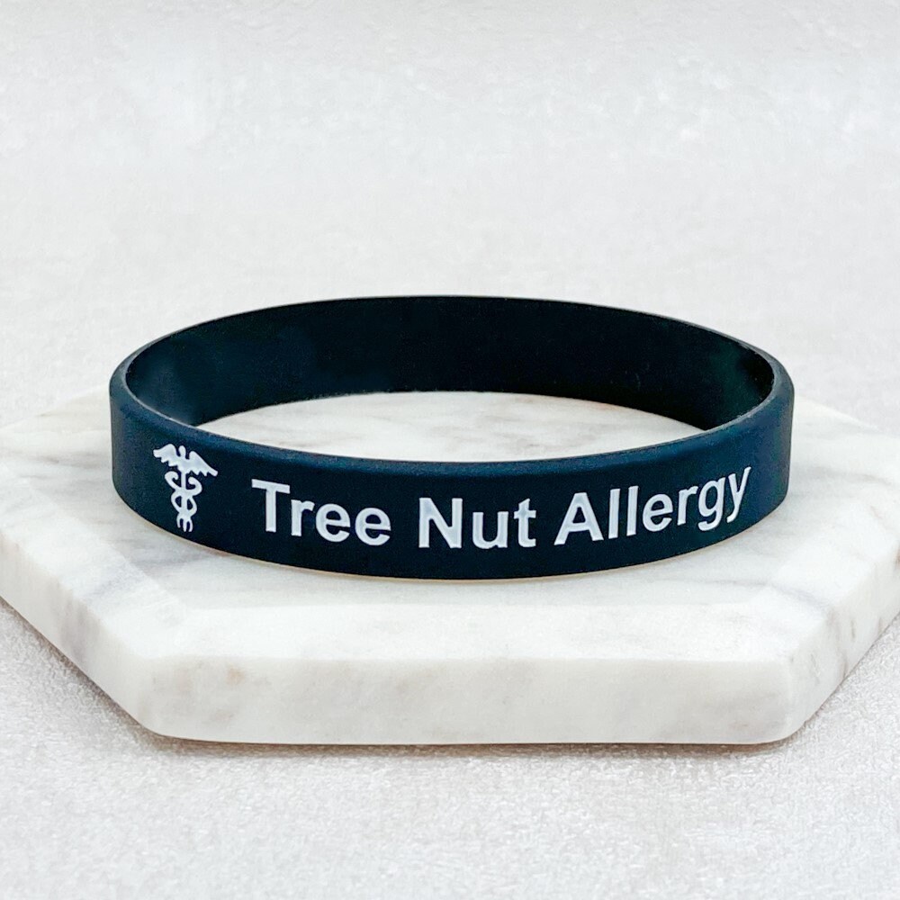 Tree Nut Allergy Wristband Allergic to Almonds Hazelnuts Walnuts Pecans Pistachios Macadamia Brazil Nuts Cashew Medic ID Black White Band UK Etsy UK