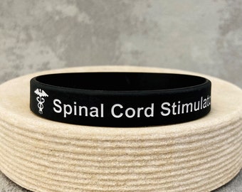 Spinal Cord Stimulator Unisex Wristband For Men Women Ladies Gifts Medical Medic Alert ID Awareness Support Bands Black White Jewellery UK