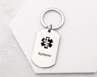 Epilepsinyckelring – Medicinsk varning i rostfritt stål för nödsituationer