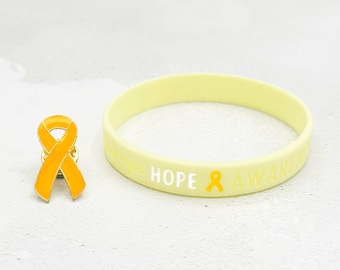 Yellow Awareness Ribbon Wristband – Endometriosis & Bone Cancer Support