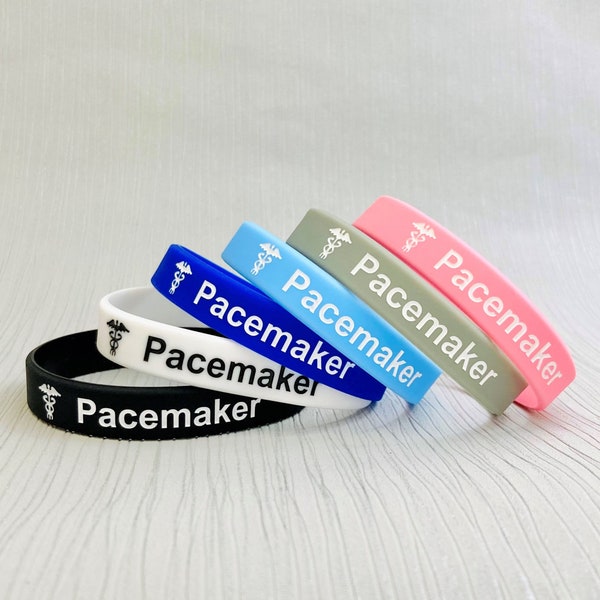 Pacemaker Wristbands For Women Ladies Unisex Band Jewellery Jewelry Heart Disease Medical Alert Black White Blue Pink Grey Gray Set Of 3 UK