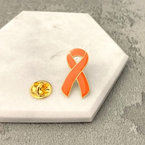 COPD Awareness Ribbon Pin For Ladies Women Men Leukaemia Blood Cancer Multiple Sclerosis MS Support Unisex Badges Lung Medical UK Orange