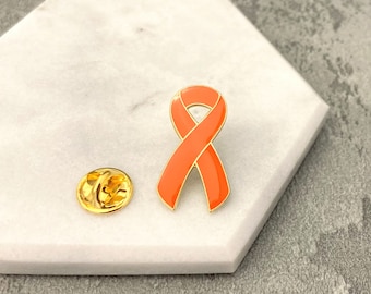 COPD Awareness Ribbon Pin For Ladies Women Men Leukaemia Blood Cancer Multiple Sclerosis MS Support Unisex Badges Lung Medical UK Orange