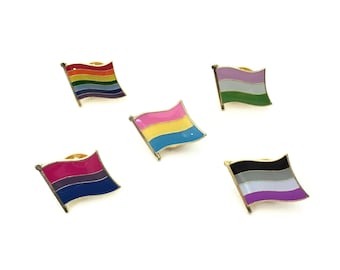 LGBT Pride Flag Pins Badge Ace Asexual Bi Bisexual Genderfluid Genderqueer Nonbinary Pansexual Polysexual Enamel Lapel Jewellery Gifts UK