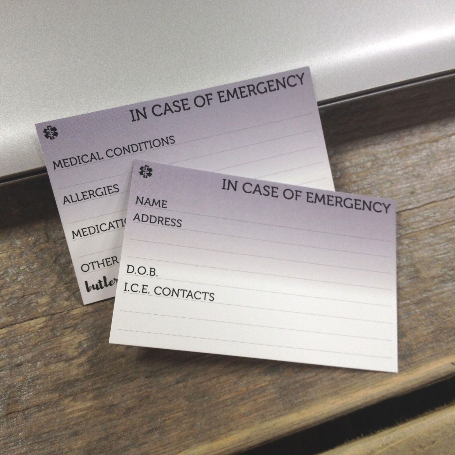 Medical Alert Wallet Card ID Emergency ICE Identification Etsy