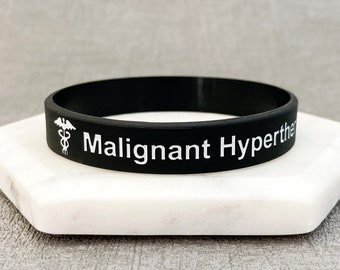 Malignant Hyperthermia Medical Band For Her Him Mens Womens Ladies Unisex Wristbands Gift Bracelets Jewellery Jewelry Black White Bands UK