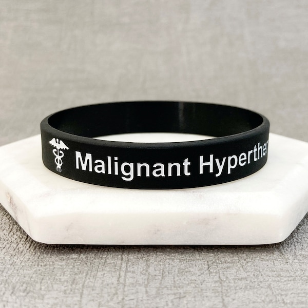 Malignant Hyperthermia Medical Band For Her Him Mens Womens Ladies Unisex Wristbands Gift Bracelets Jewellery Jewelry Black White Bands UK