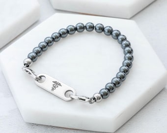 Custom Beaded Medical Alert Bracelet, Personalized Jewelry for Health Safety – Ammo