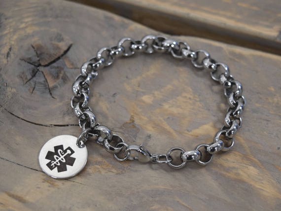 Medical Alert ID Clip On Charm Ladies Stainless Steel Diabetes Allergy Epilepsy