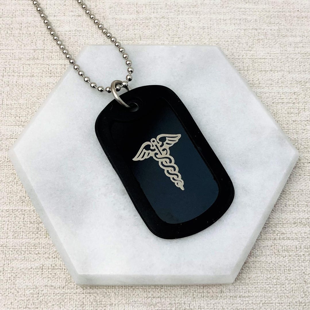 Custom Engraved Medical Alert Dog Tag Necklace for Men, Covert - Etsy