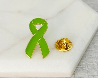 Mental Health Awareness Ribbon Pin For Men Women Ladies Unisex Badges Lyme Disease Muscular Dystrophy Lymphoma Support Gifts UK Lime Green