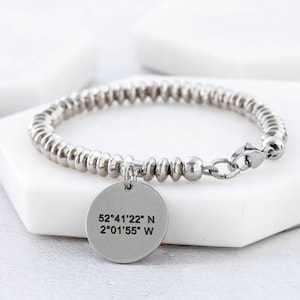 Ladies Grid Coordinates Charm Bracelet Personalised Latitude Longitude Custom Jewellery For Women Handmade Jewelry GPS Location UK Ditto