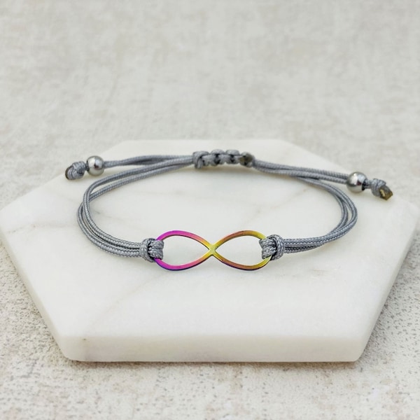 Autism Rainbow Infinity Jewellery For ASD Aspergers Support Awareness Love Acceptance Adjustable Cord Jewelry Gift Womens Bracelet UK Prism