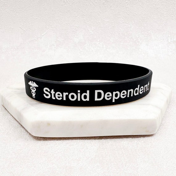 Steroid Dependent Medical Alert Wristband: Silicone ID Band for Addison's Disease or Adrenal Insufficiency