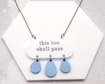 This Too Shall Pass Necklace – Inspirational Cloud Pendant, Mental Health Gift