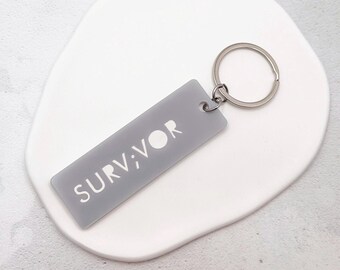 Survivor Semicolon Keychain – Mental Health, Cancer Awareness Gift
