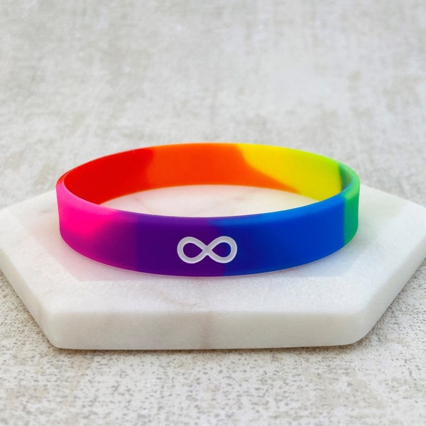 Bracelet arc-en-ciel infini pour autisme, Aspergers autistes, sensibilisation au soutien des TSA, badges en silicone, bandes, épingles, cadeau pour homme et femme, parents, Royaume-Uni