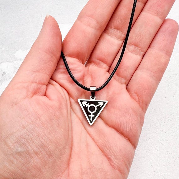 Transgender Pride Necklace: Black Triangle Pendant, LGBTQIA