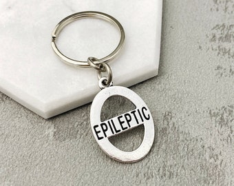 Epilepsy Awareness Keychain Stainless Steel Medical Alert ID Keyring Key Holder Epileptic Charm Gift Ring Chain Accessories Gifts For Men UK