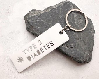 Type 2 Diabetes Medical Alert Keychain – Acrylic T2D Emergency ID Tag, Chronic Illness Gift