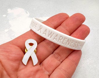 White Awareness Ribbon Wristband – Lung Cancer Support