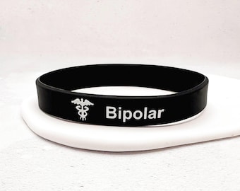 Bipolar Medical Alert Bracelet | Silicone ID Wristband For Mental Health Awareness