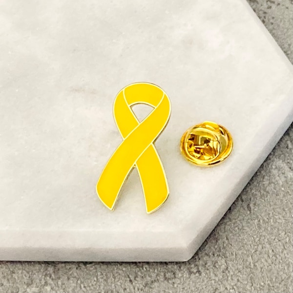 Yellow Awareness Ribbon Pin For Liver Bladder Cancer Sarcoma Endometriosis Support Unisex Gifts Mens Womens Ladies Badge Brooch Present UK
