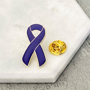 Purple Ribbon Pin For Epilepsy Fibromyalgia Lupus Pancreatic Cancer Support Mens Womens Ladies Unisex Epileptic Gift Present Accessory UK