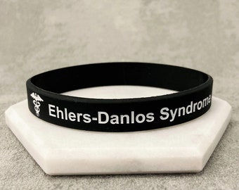 Ehlers Danlos Syndrome Wristband Medical Alert Bracelets Silicone ID Band Awareness Jewelry Mens Womens Medic Adult EDS Gift Jewellery UK