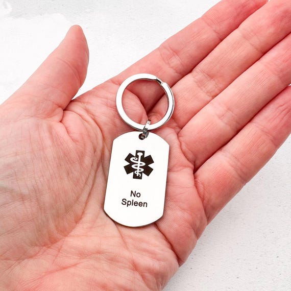 No Spleen Keychain – Medical Alert Stainless Steel Emergency ID