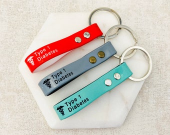 T1 Diabetes Recycled Silicone Keychain, Awareness Jewelry
